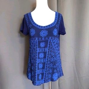 👕Indigo Embroidered Lucky Brand T-shirt